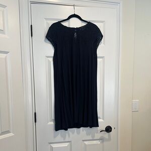 LOFT Dark Blue Mini Dress with Lace Detail